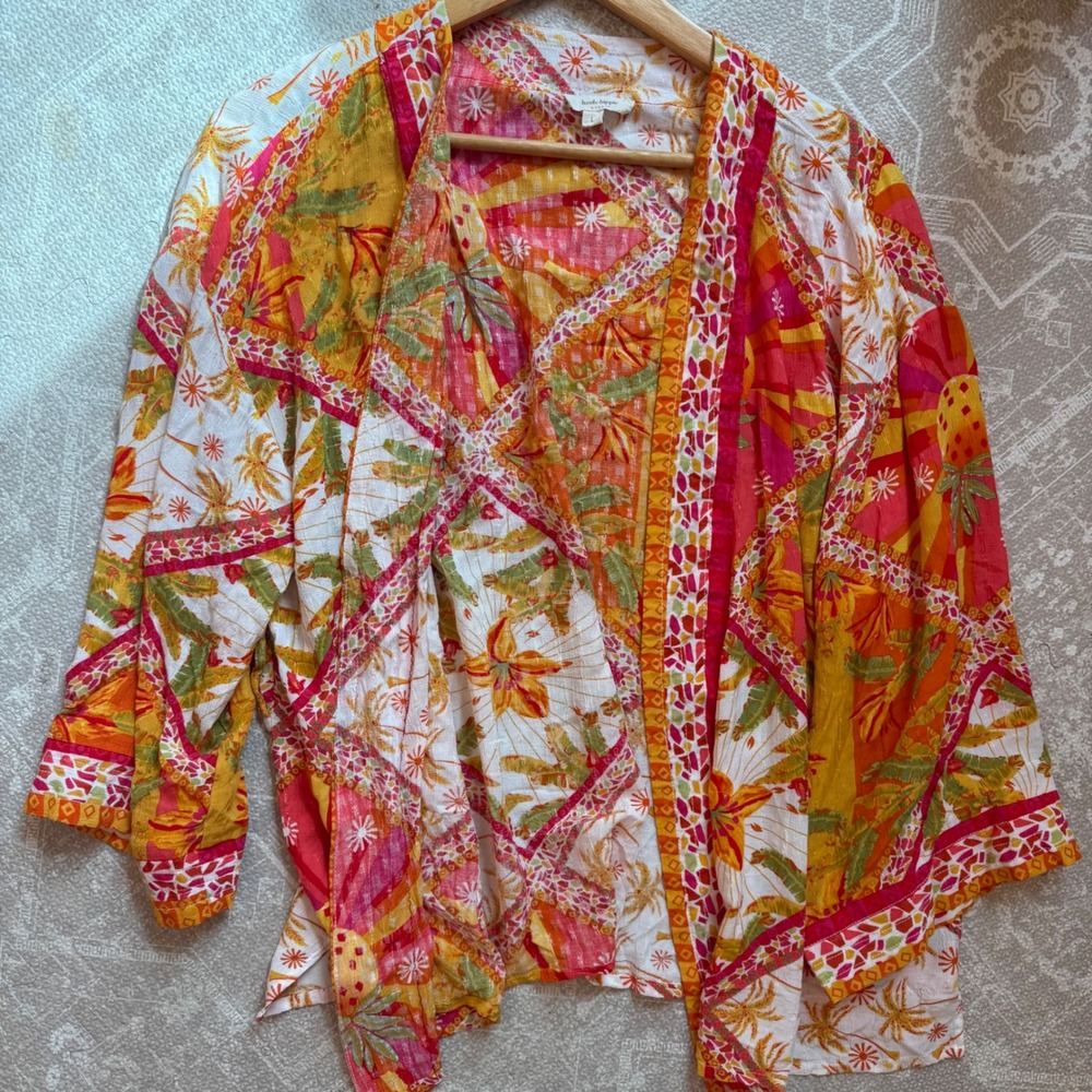 Haute Hippie Style Women's Kimono‎ Cardigan Tropical Floral Print Size L